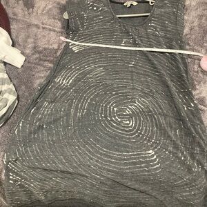 Sleeveless Maxi Dress in Charcoal with Spiral Print